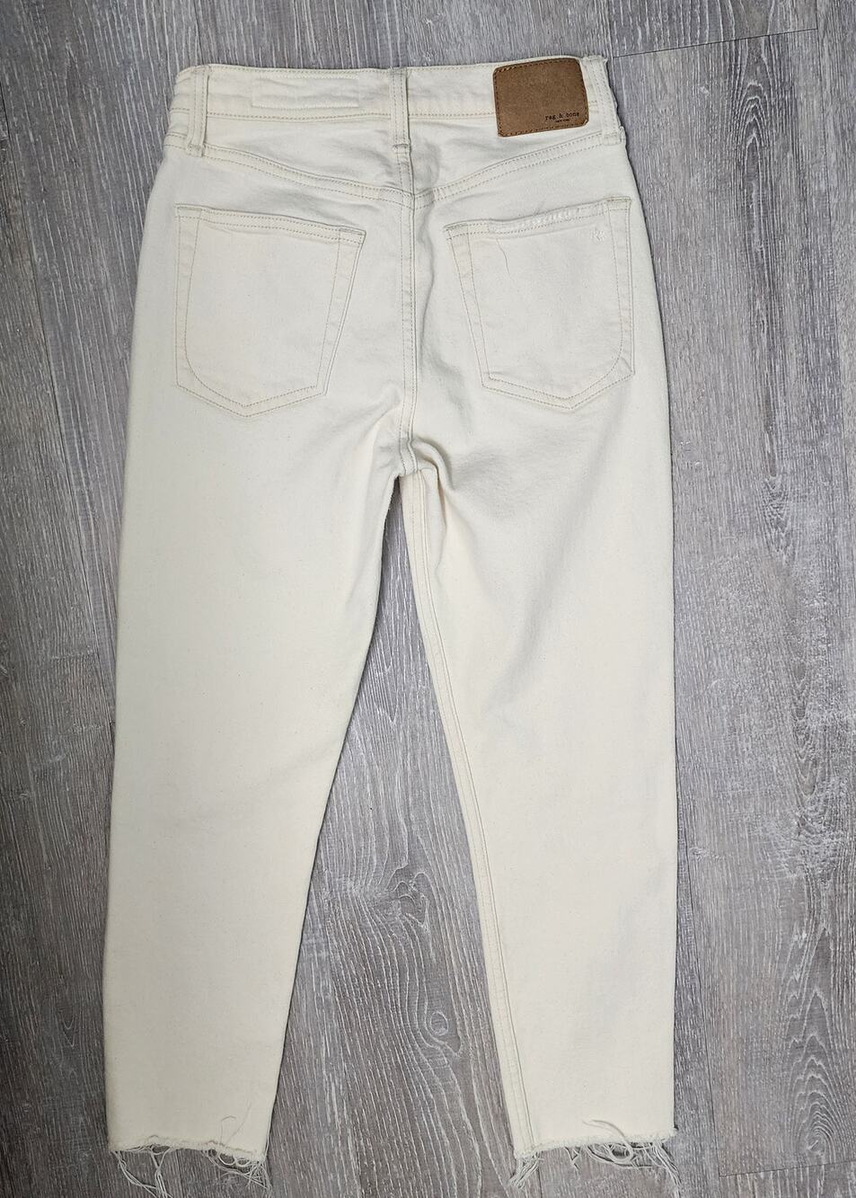 Rag & Bone Wren High Rise Slim Straight Ecru Denim Size 25